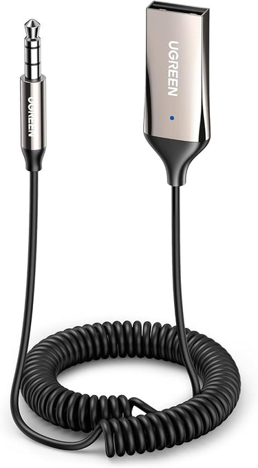 UGREEN Receptor Bluetooth 5.4 Adaptador Jack 3.5mm Aux Auxiliar Conector Audio Coche Manos Libres, Gris Oscuro